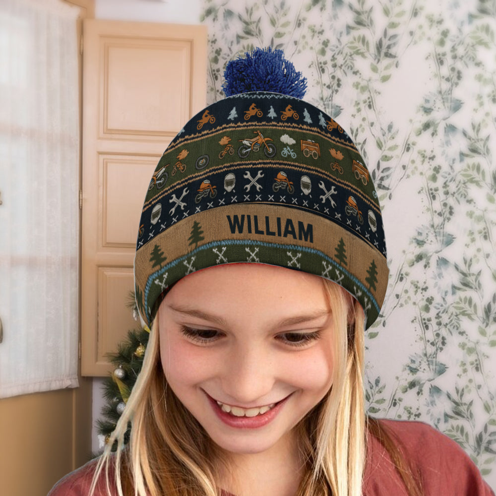 Love Biking - Personalized Dirt Bike Beanie Hat