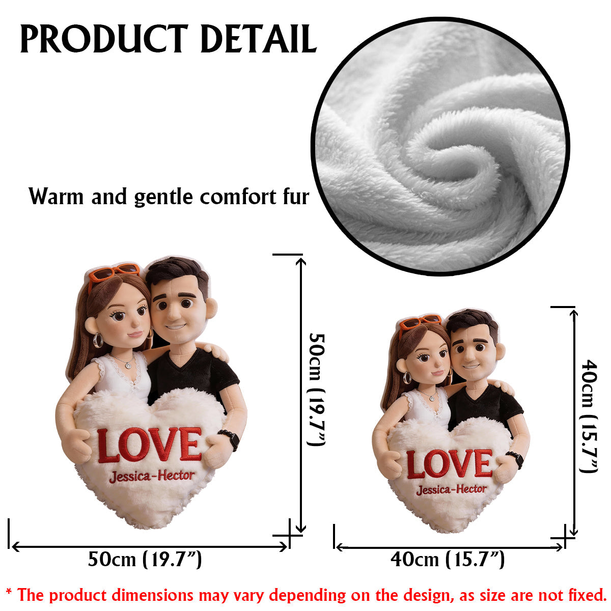 Photo to Custom Cut-Shape Plush Pillow - Personalized Couple Faux Fur Shaped Pillow