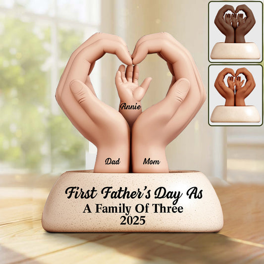 First Father's Day As A Family Of Three/ Four/ Five - Personalized Father Custom Shaped Acrylic Plaque