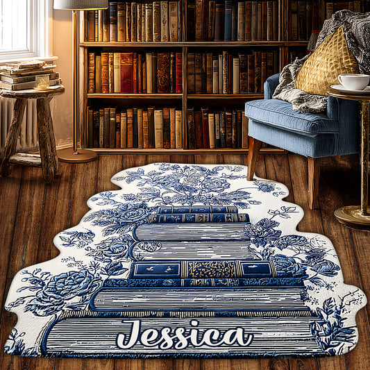 Vintage Flower Book Toile De Jouy Style - Personalized Book Shaped Doormat/ Rug