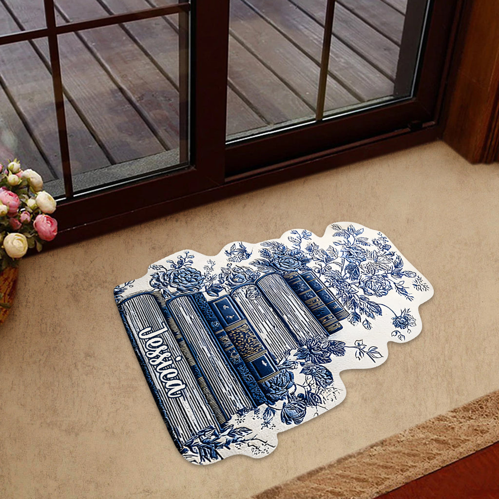 Vintage Flower Book Toile De Jouy Style - Personalized Book Shaped Doormat/ Rug