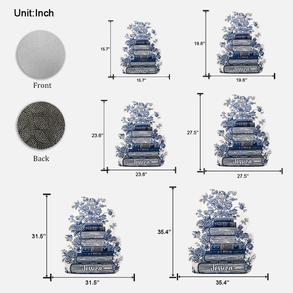 Vintage Flower Book Toile De Jouy Style - Personalized Book Shaped Doormat/ Rug