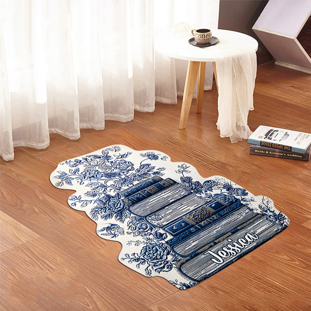 Vintage Flower Book Toile De Jouy Style - Personalized Book Shaped Doormat/ Rug