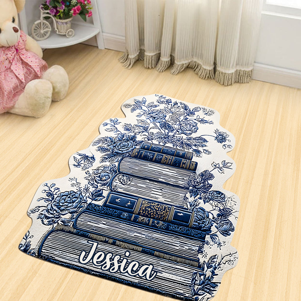 Vintage Flower Book Toile De Jouy Style - Personalized Book Shaped Doormat/ Rug