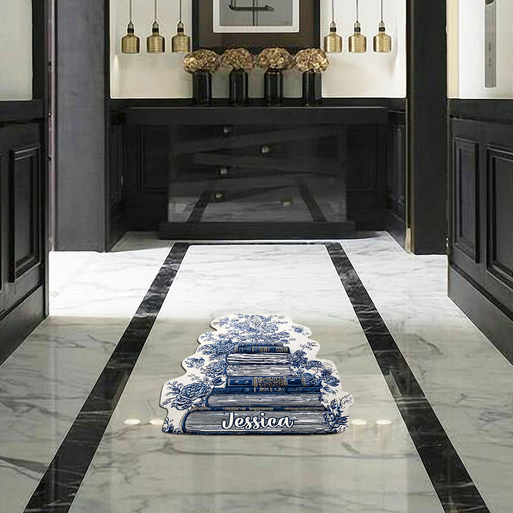 Vintage Flower Book Toile De Jouy Style - Personalized Book Shaped Doormat/ Rug