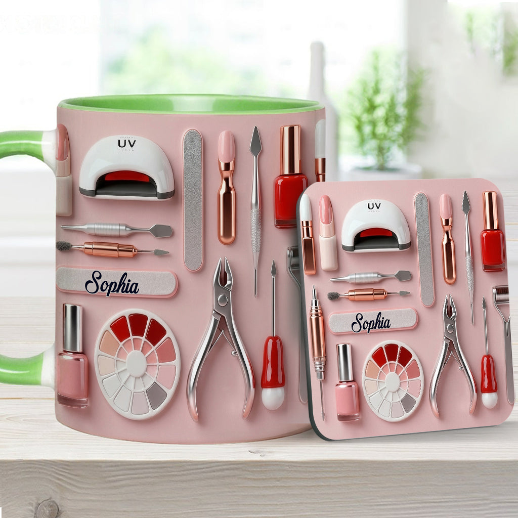 Nail Tech - Personalized Nail Salon Accent Mug & Coaster