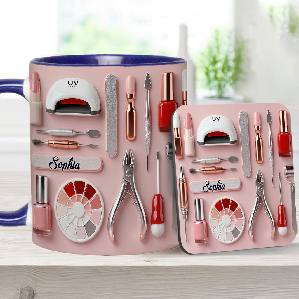 Nail Tech - Personalized Nail Salon Accent Mug & Coaster