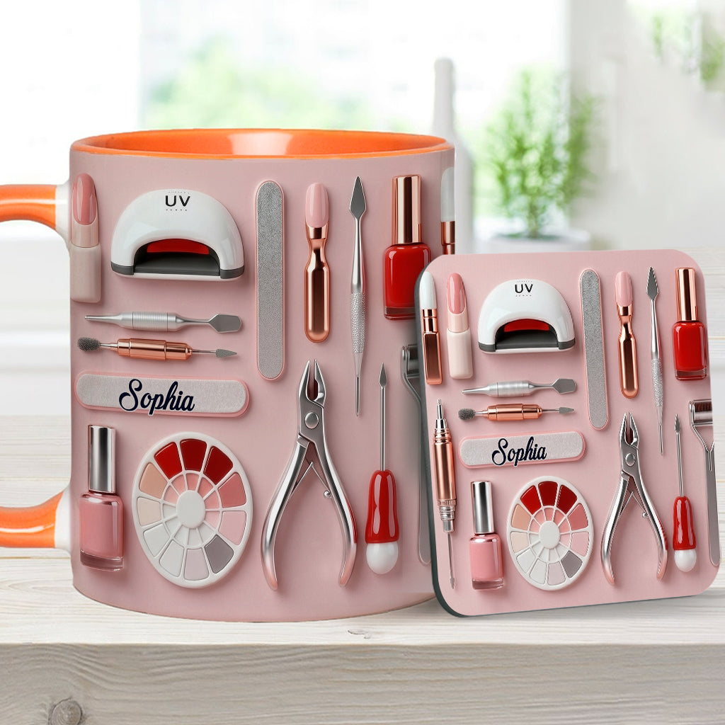 Nail Tech - Personalized Nail Salon Accent Mug & Coaster
