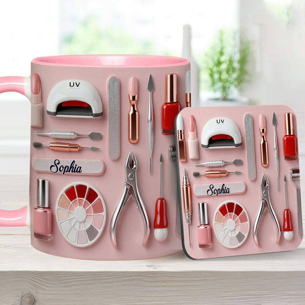 Nail Tech - Personalized Nail Salon Accent Mug & Coaster