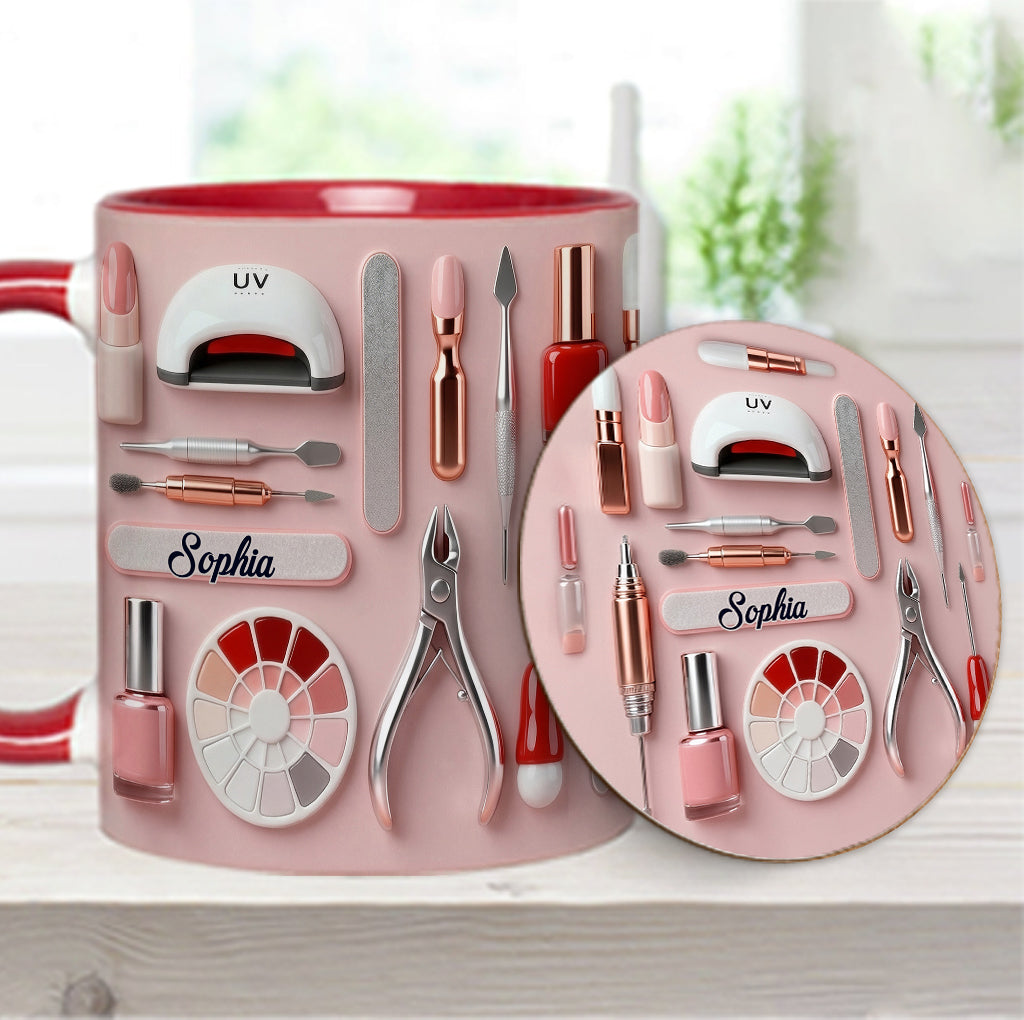 Nail Tech - Personalized Nail Salon Accent Mug & Coaster