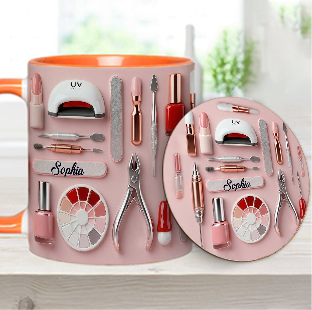 Nail Tech - Personalized Nail Salon Accent Mug & Coaster