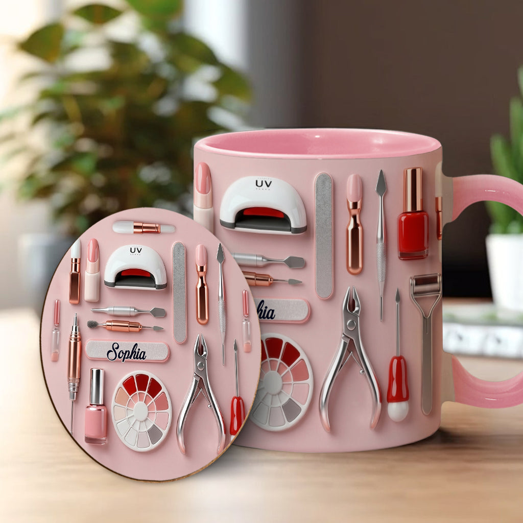Nail Tech - Personalized Nail Salon Accent Mug & Coaster