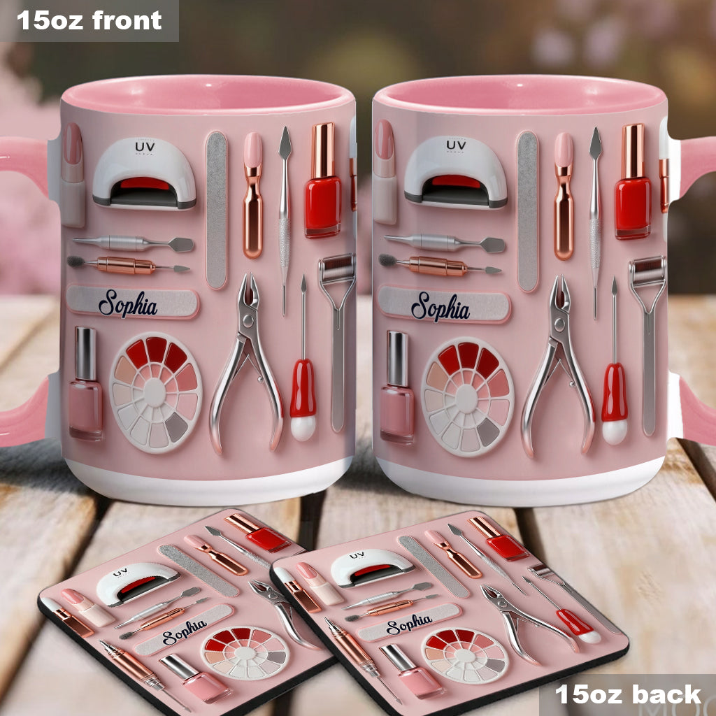 Nail Tech - Personalized Nail Salon Accent Mug & Coaster