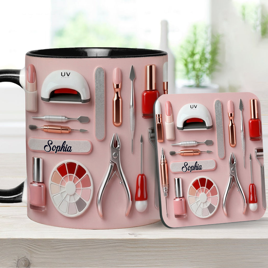 Nail Tech - Personalized Nail Salon Accent Mug & Coaster
