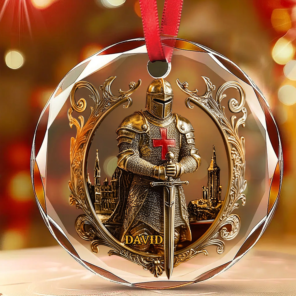 Strong Warrior - Personalized Christian Round Shaped Glass Ornament