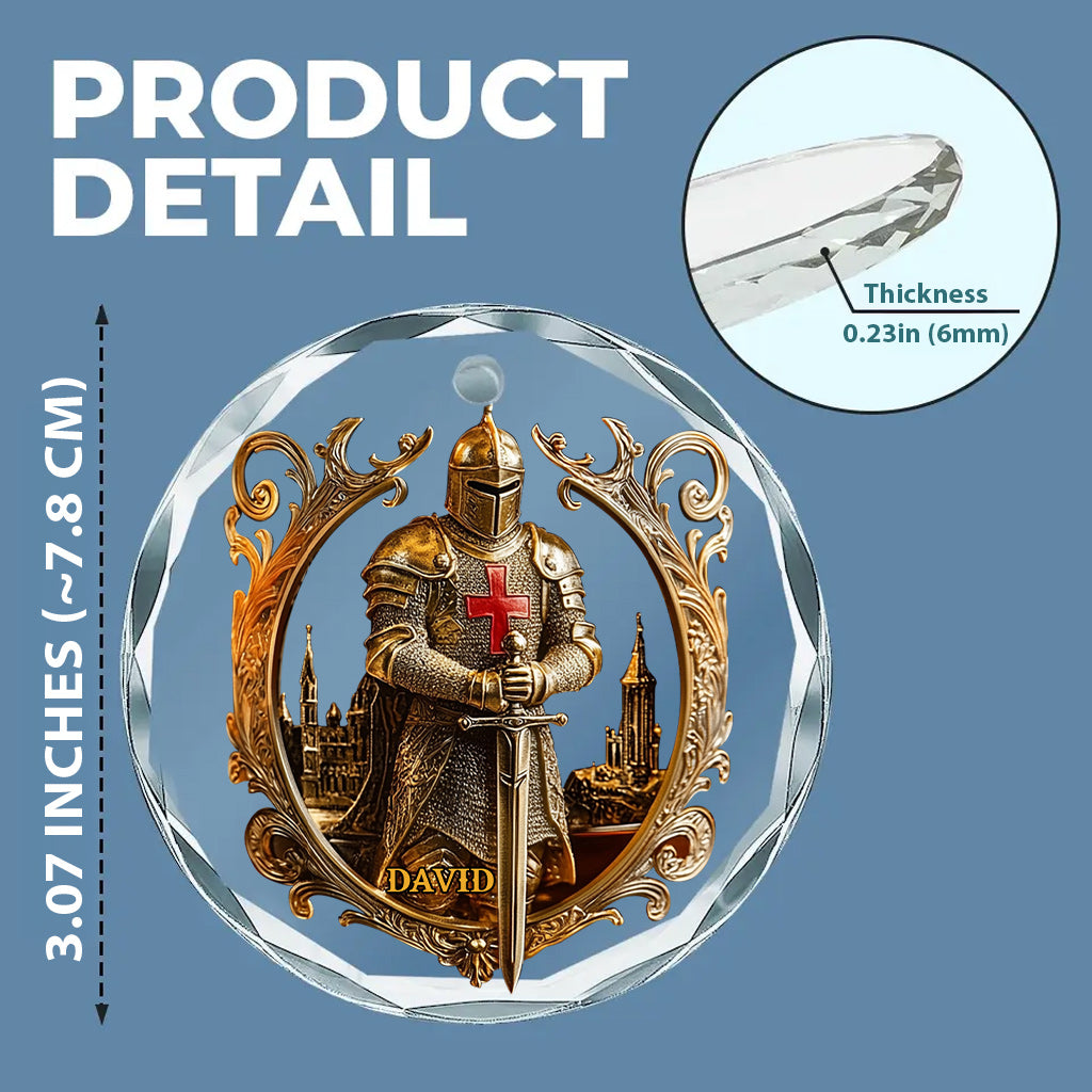 Strong Warrior - Personalized Christian Round Shaped Glass Ornament