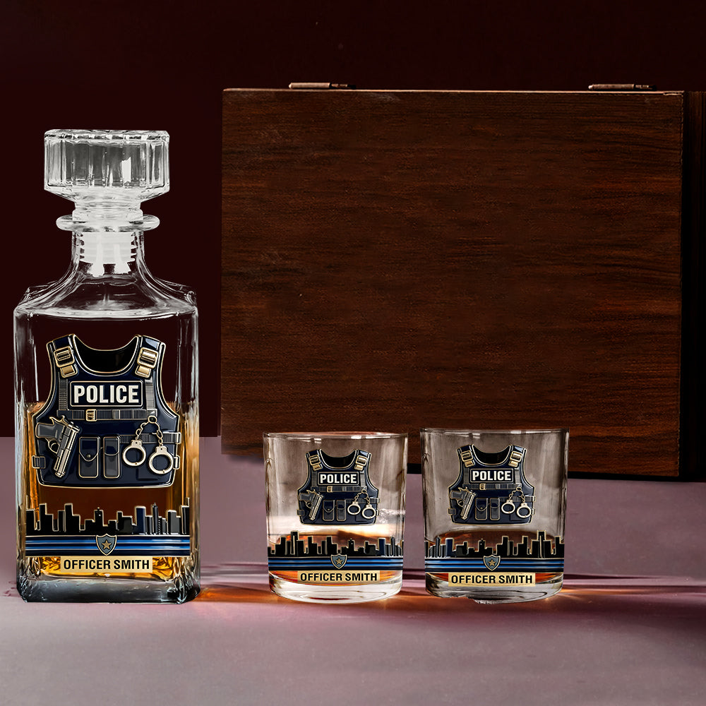 Serve & Protect - Personalized Police Officer Whiskey Decanter Set