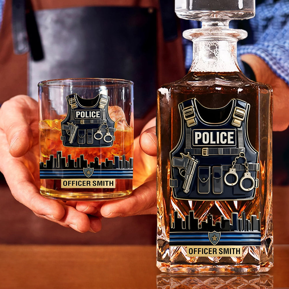 Serve & Protect - Personalized Police Officer Whiskey Decanter Set