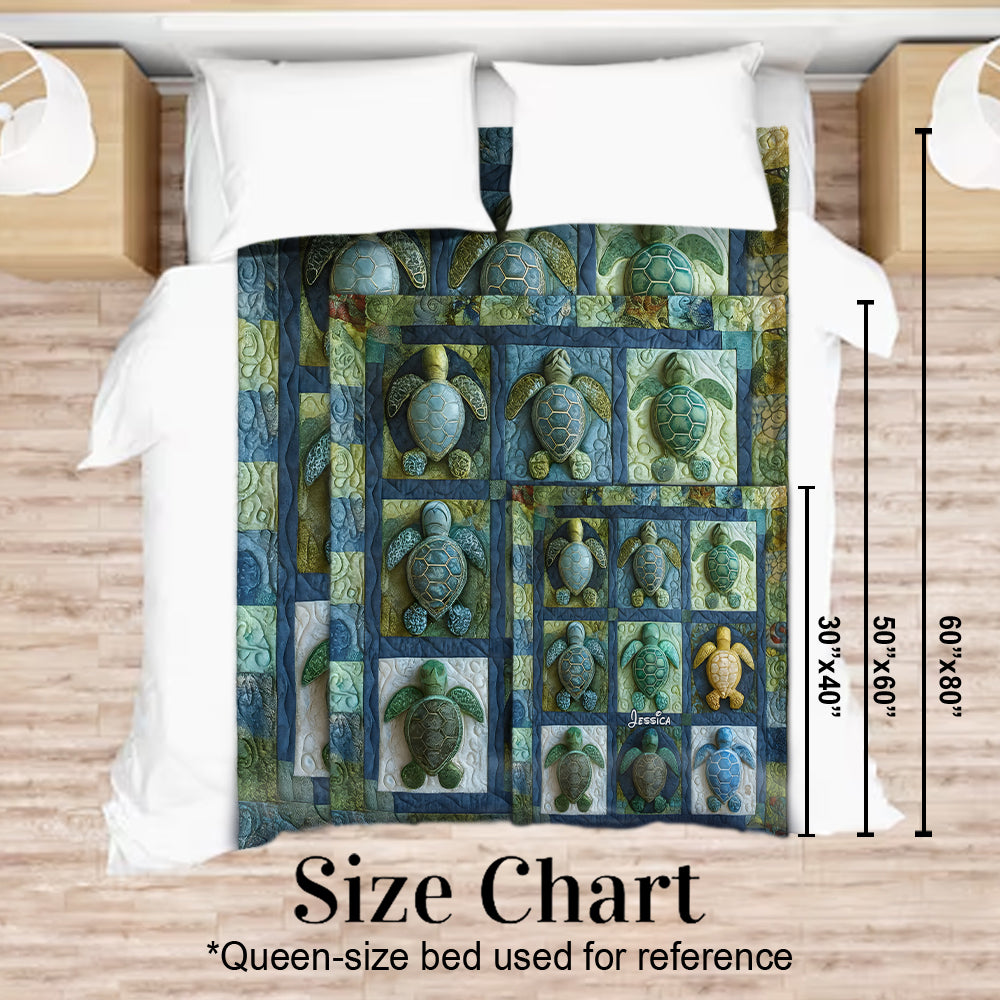 Ocean Turtle Lover Gift - Personalized Turtle Blanket