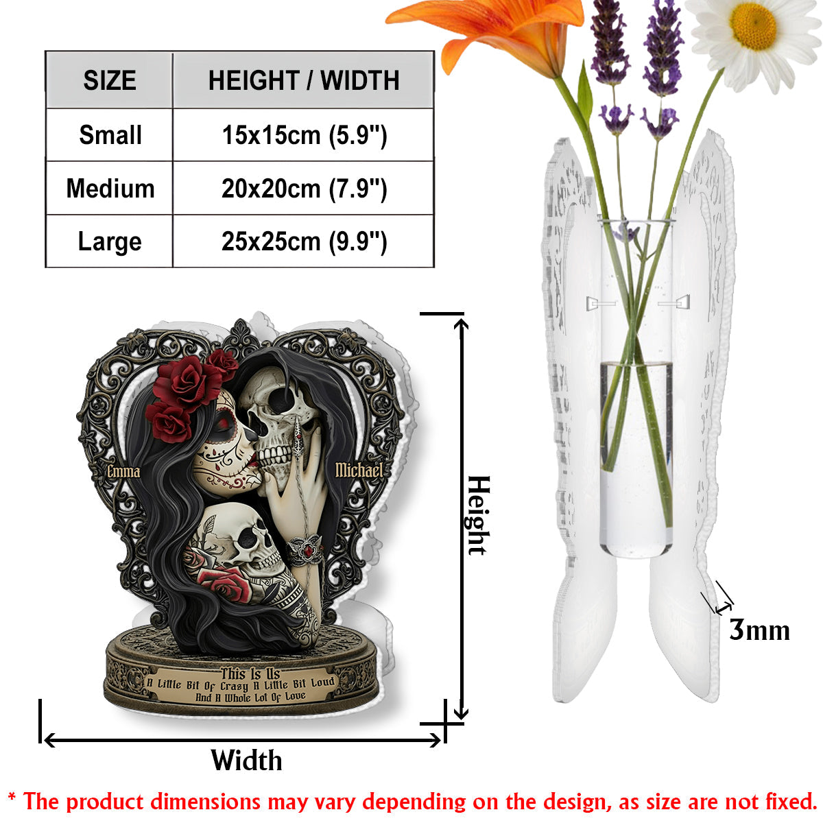 This Is Us - Personalized Skull Custom Shape Acrylic Flower Vase