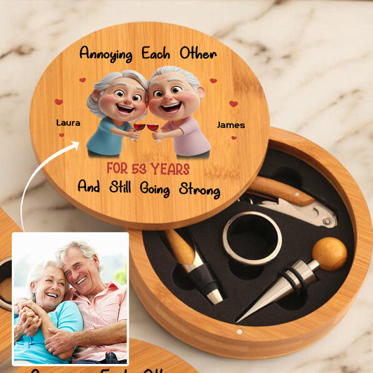 Annoying Each Other - Cartoonish Exaggerated Mascot - Personalized Wine Wine Opener Set