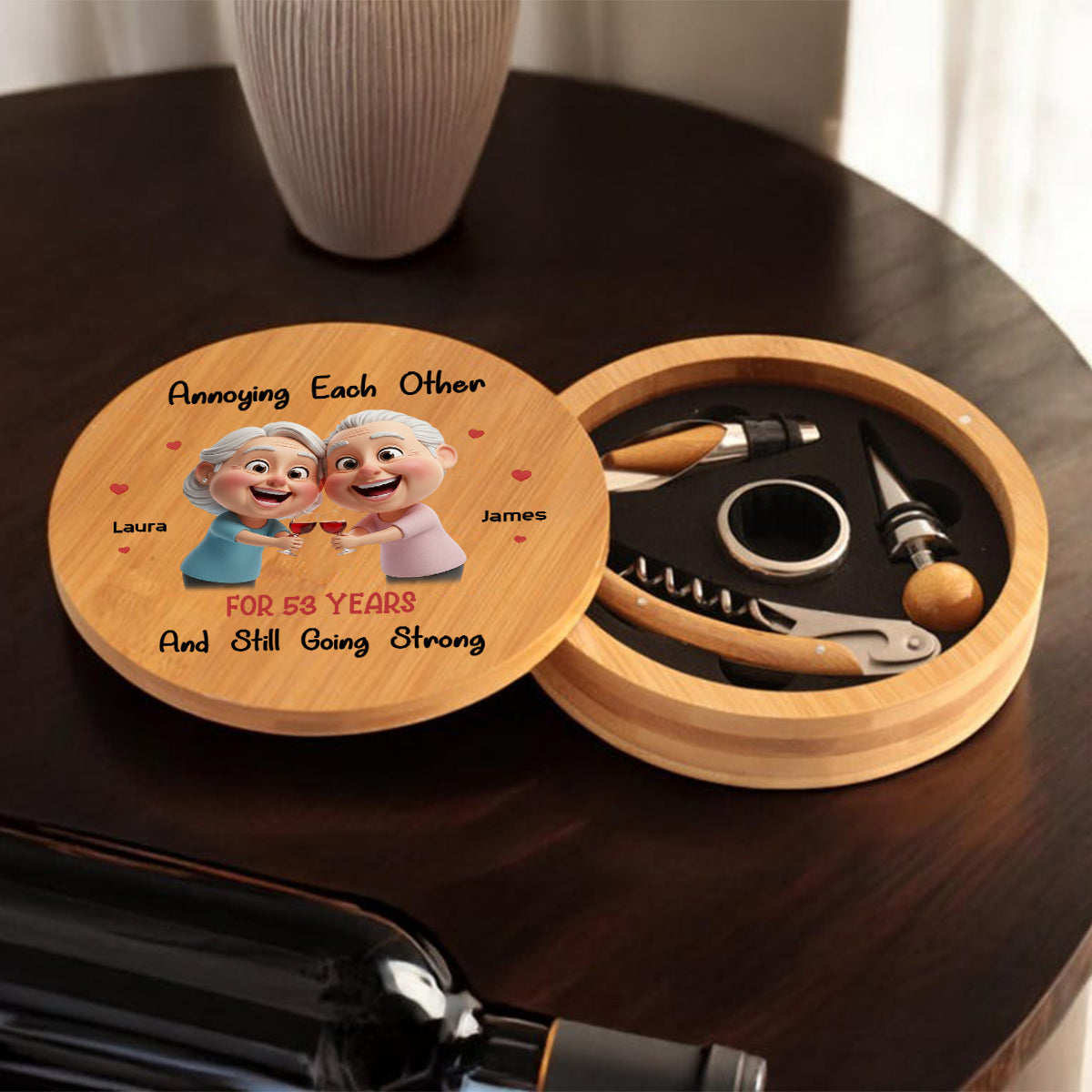 Annoying Each Other - Cartoonish Exaggerated Mascot - Personalized Wine Wine Opener Set