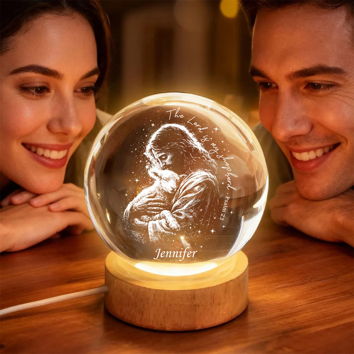 The Lord Is My Shepherd - Personalized Christian Crystal Ball Night Light
