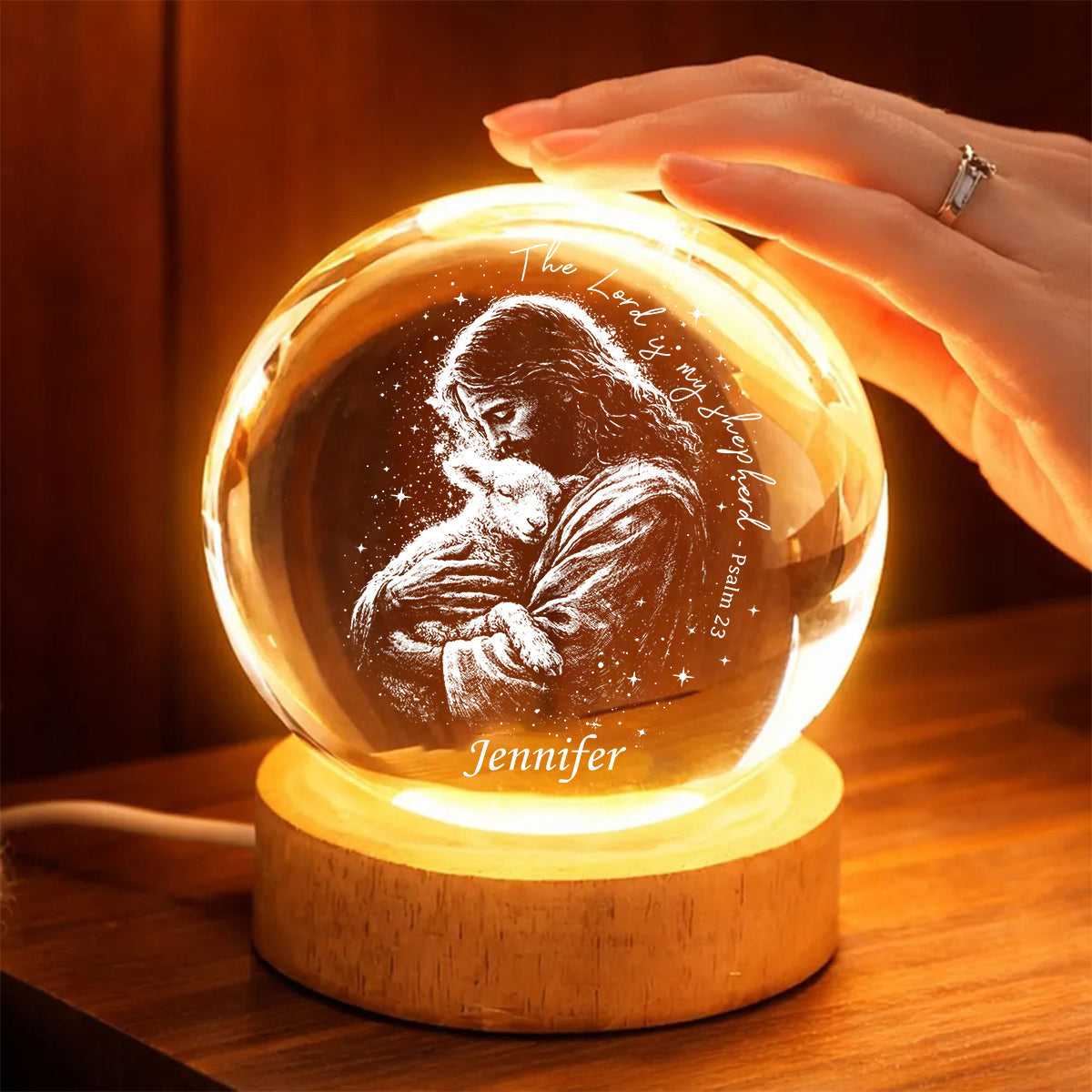 The Lord Is My Shepherd - Personalized Christian Crystal Ball Night Light