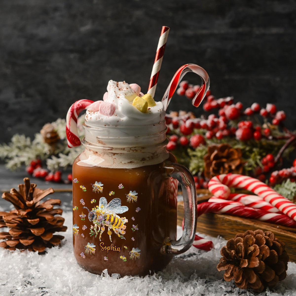 Bee Kind - Personalized Bee Mason Jar Cup