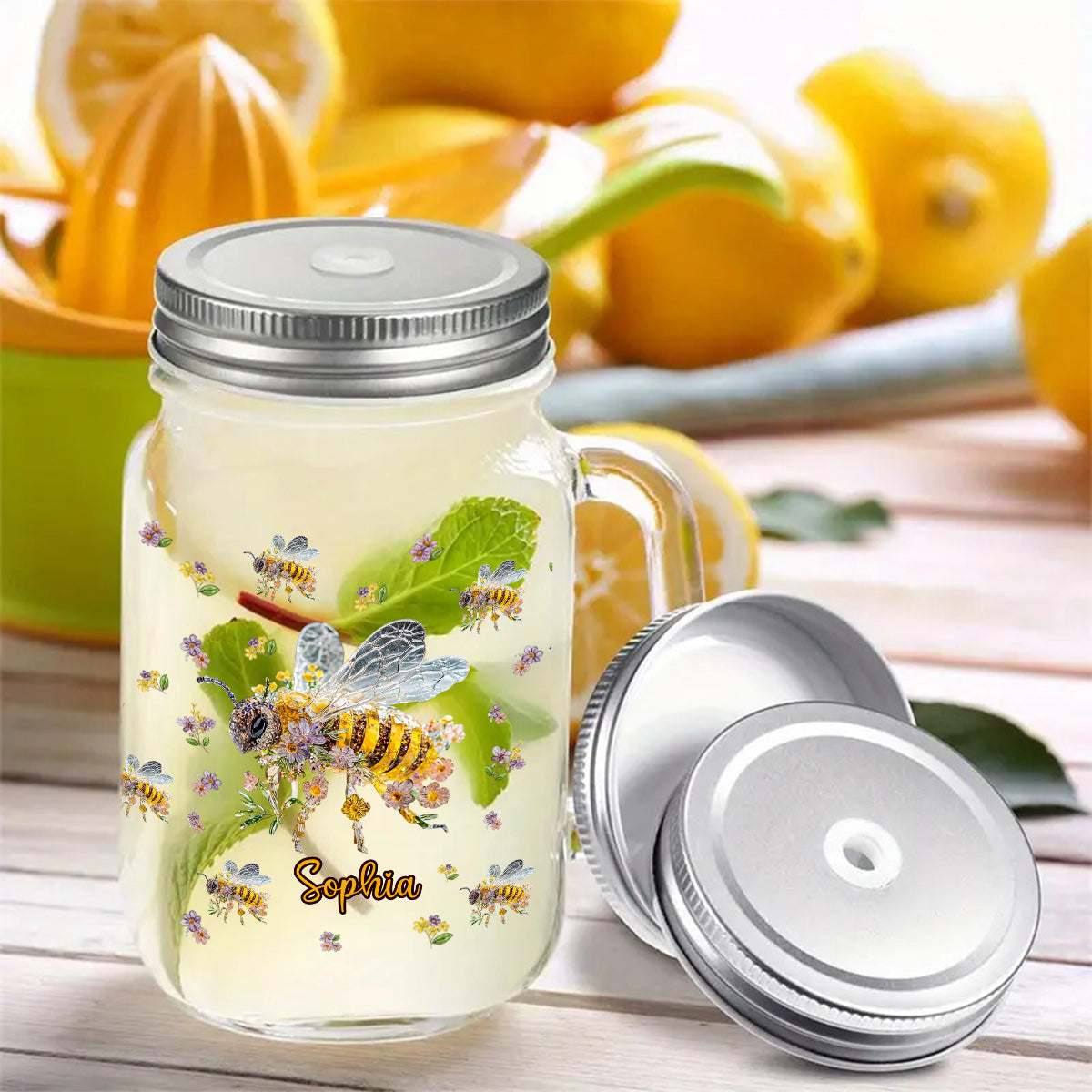 Bee Kind - Personalized Bee Mason Jar Cup