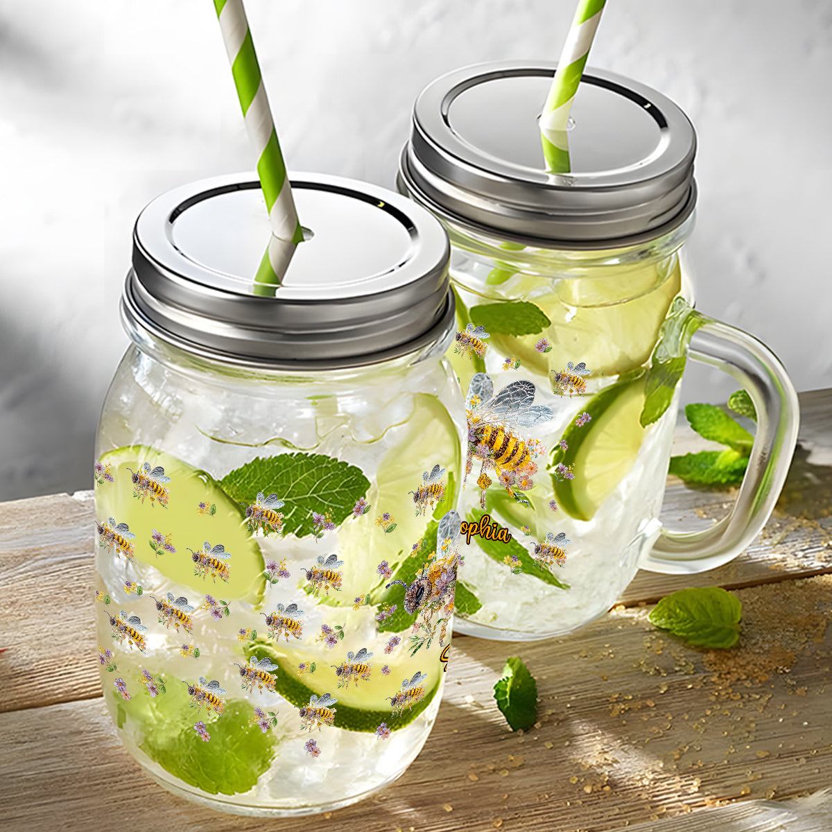 Bee Kind - Personalized Bee Mason Jar Cup