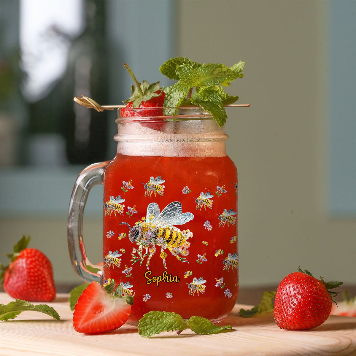 Bee Kind - Personalized Bee Mason Jar Cup