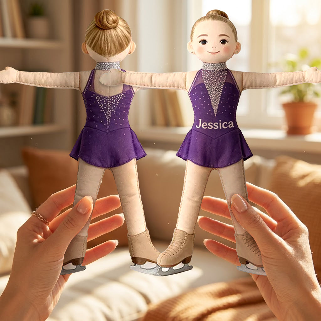 Custom Doll From Any Photo - Personalized Ice Skating Posable Plush Doll