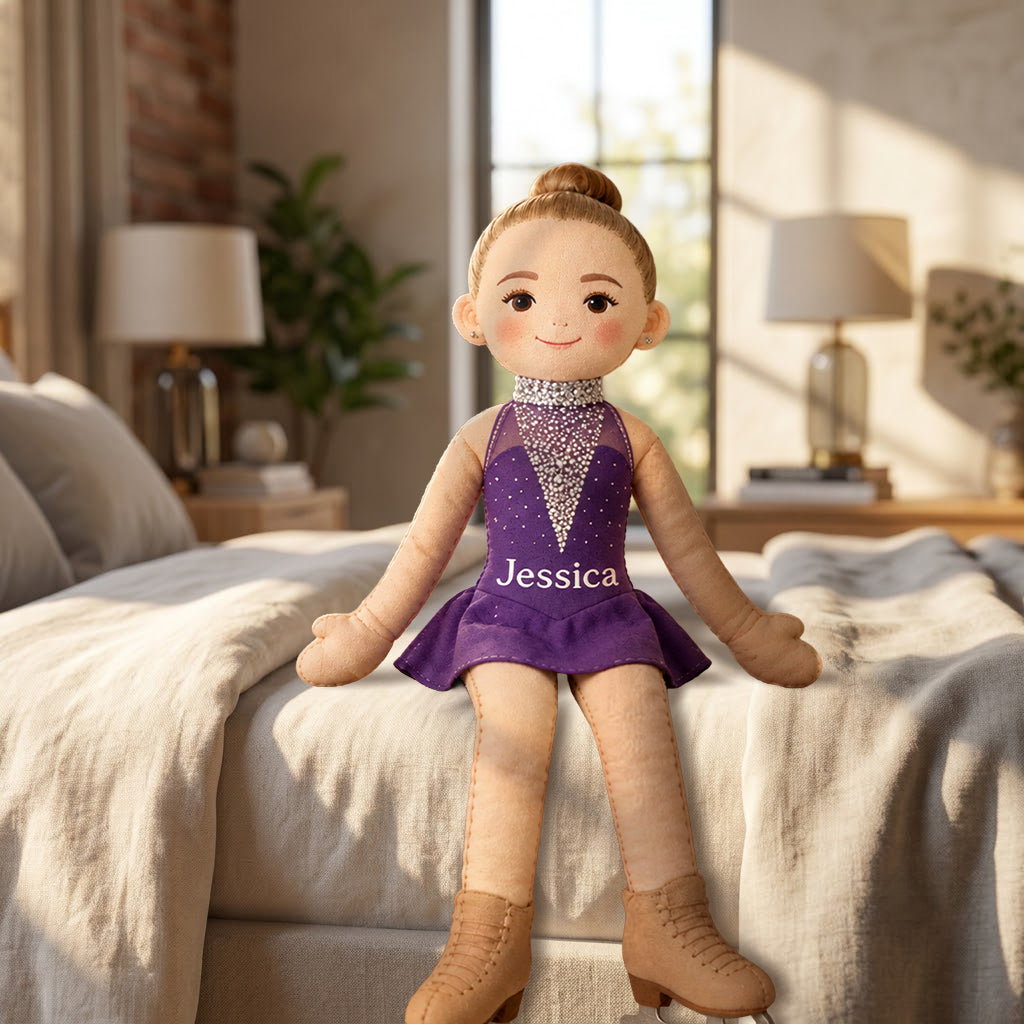Custom Doll From Any Photo - Personalized Ice Skating Posable Plush Doll