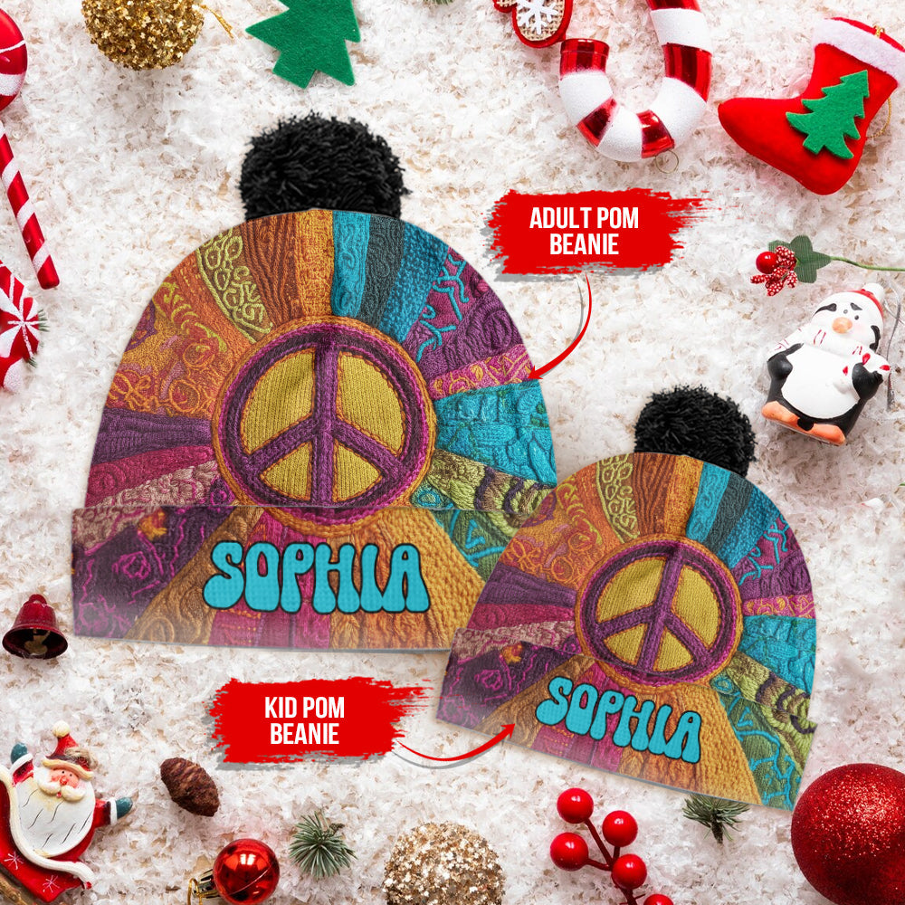 Peace Love Hope - Personalized Hippie Beanie Hat