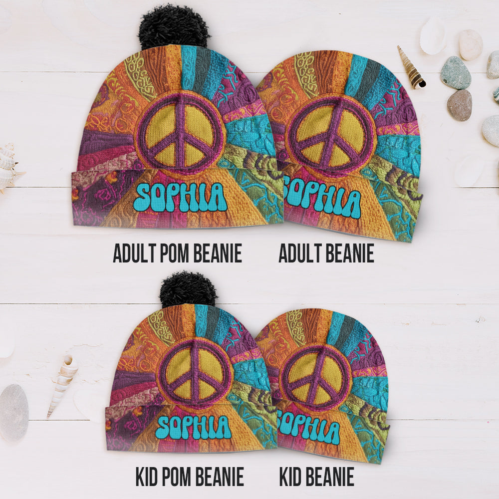 Peace Love Hope - Personalized Hippie Beanie Hat