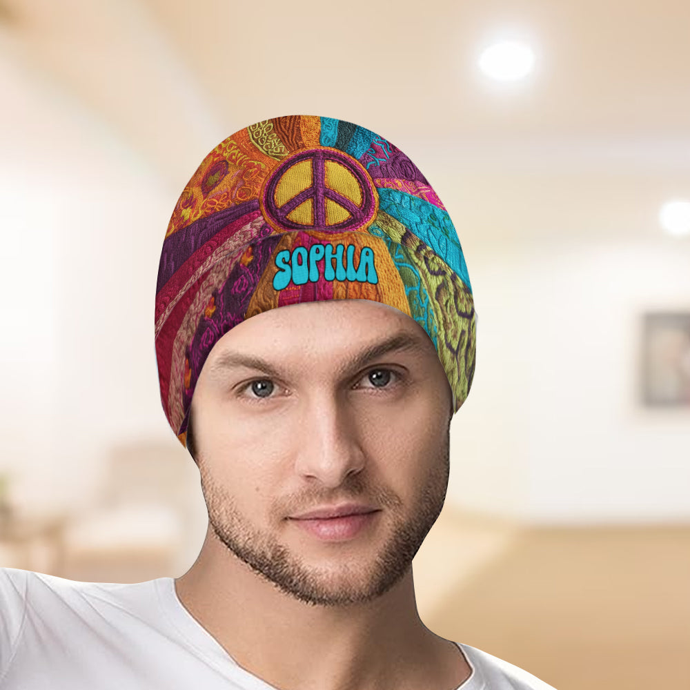 Peace Love Hope - Personalized Hippie Beanie Hat