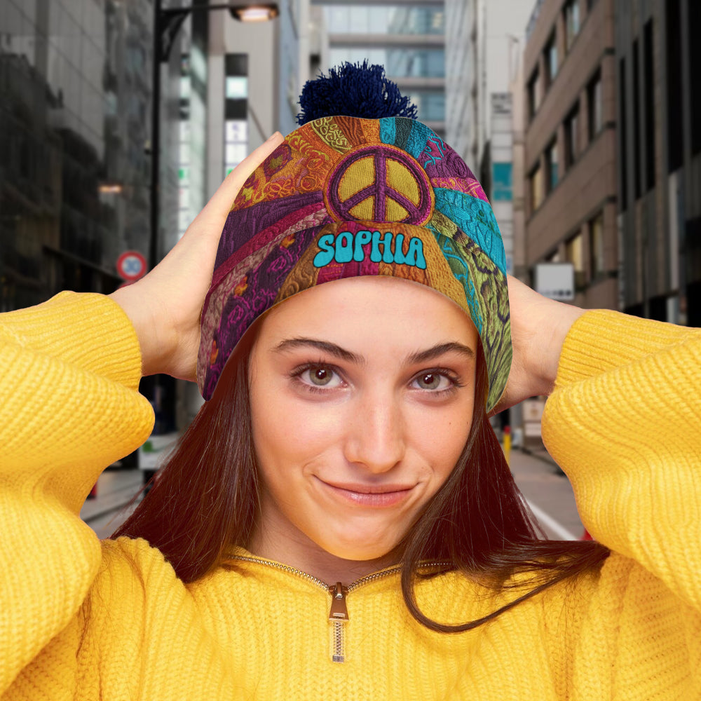 Peace Love Hope - Personalized Hippie Beanie Hat
