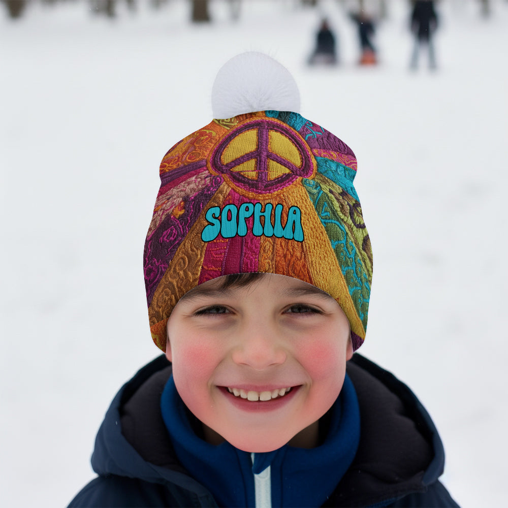 Peace Love Hope - Personalized Hippie Beanie Hat