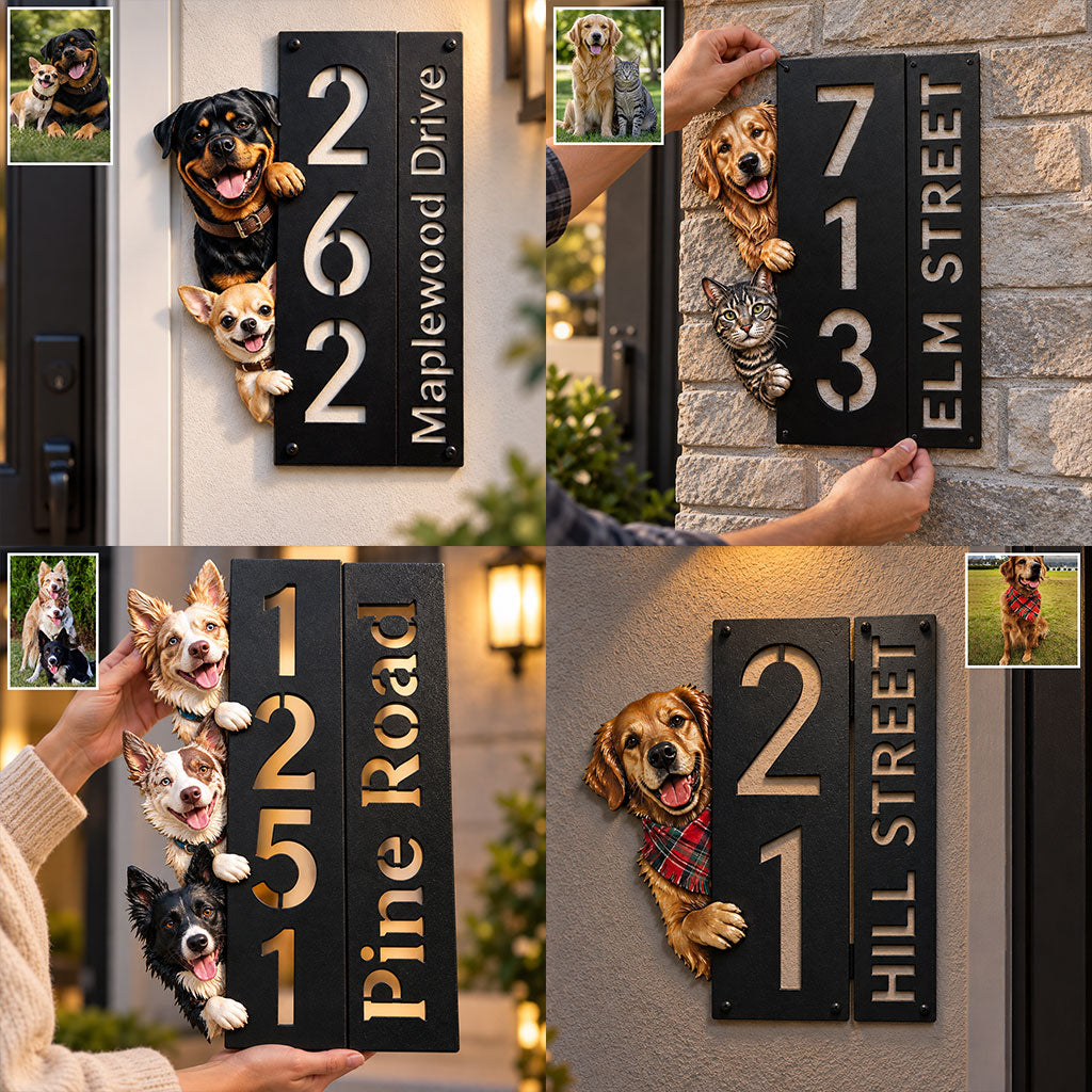 Welcome Home - Personalized Dog 3D Printed Cut Metal Sign