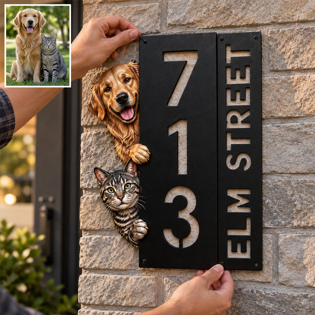 Welcome Home - Personalized Dog 3D Printed Cut Metal Sign