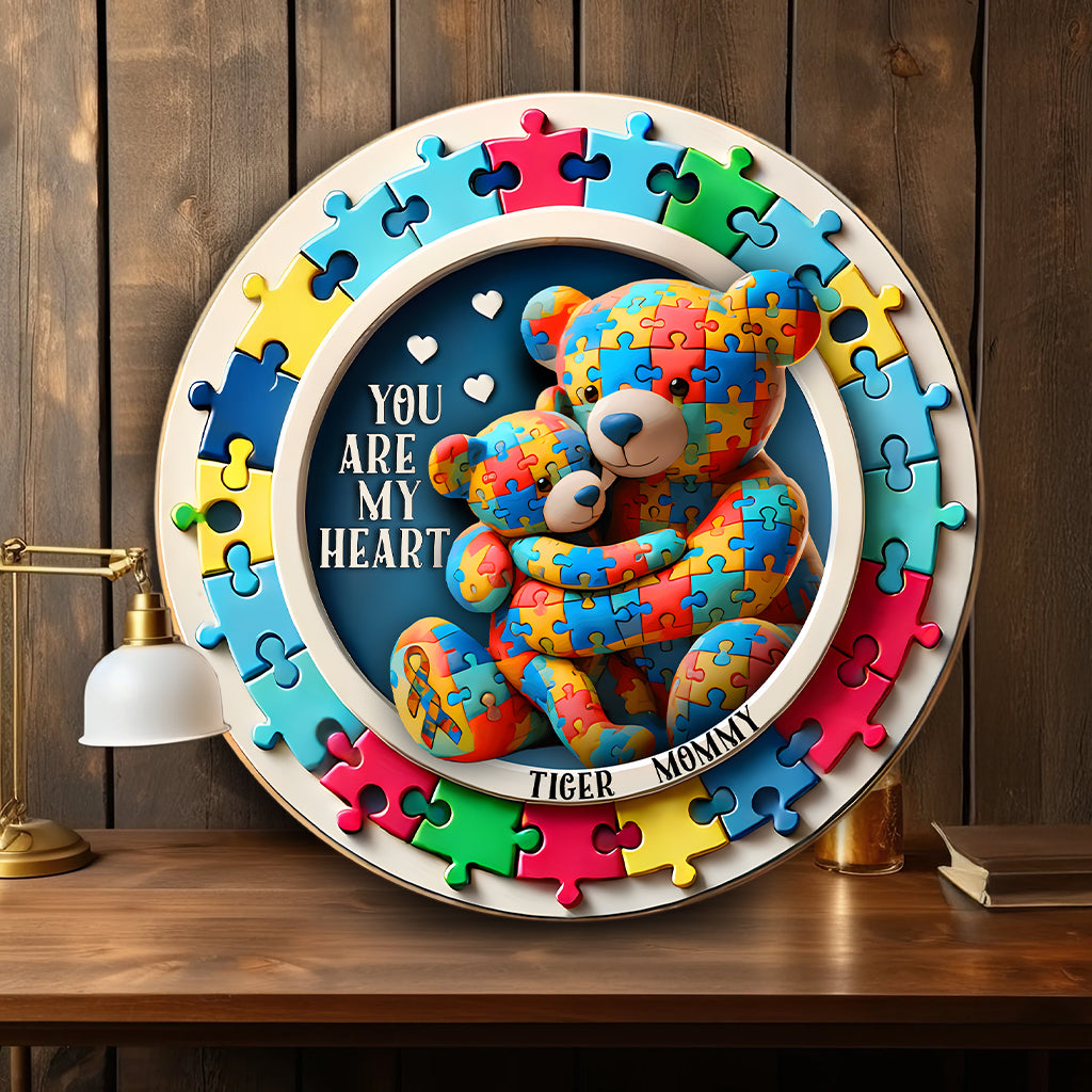 You Are My Heart - Personalized Autism Awareness Round Wood Sign