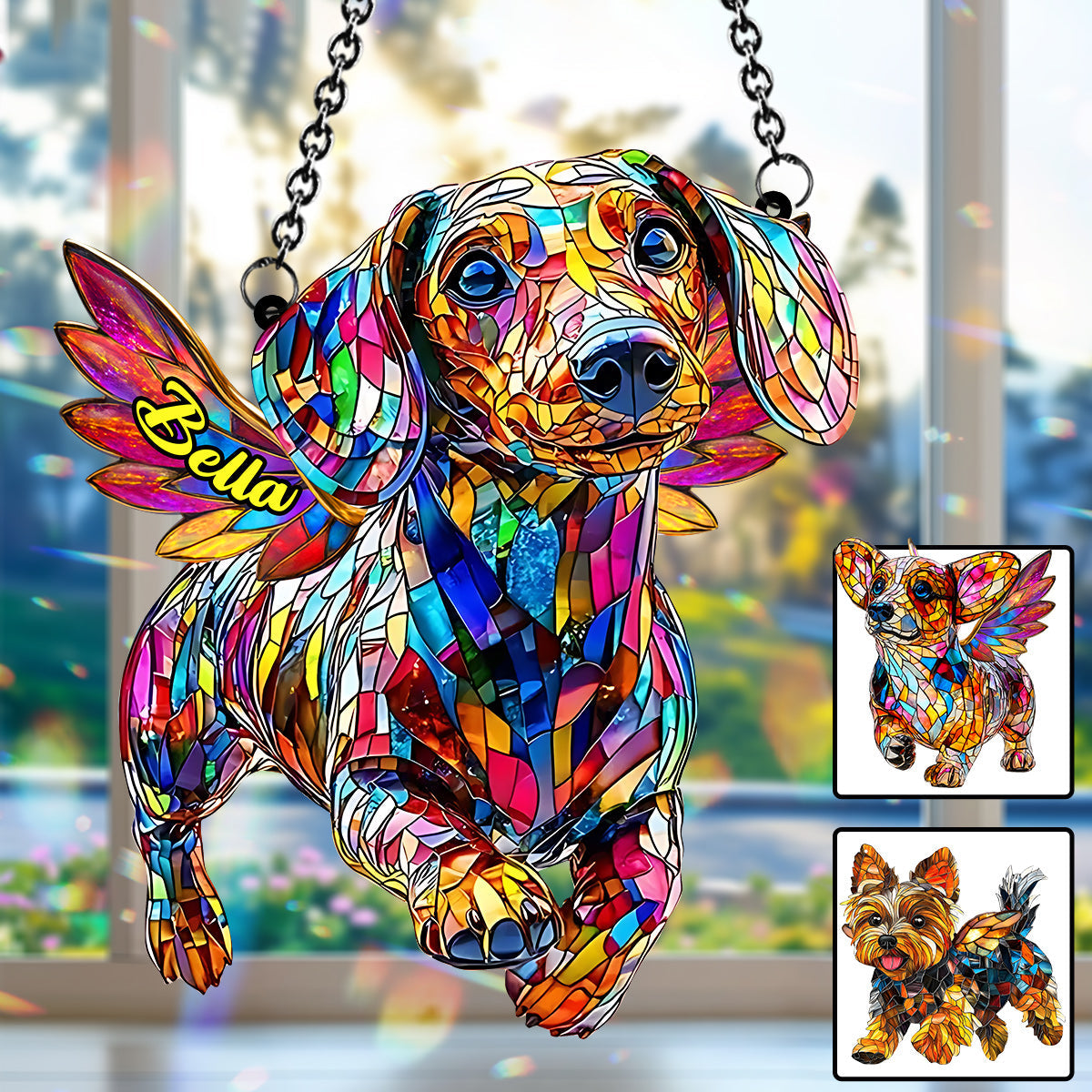 I Miss You - Personalized Dog Window Hanging Suncatcher Ornament