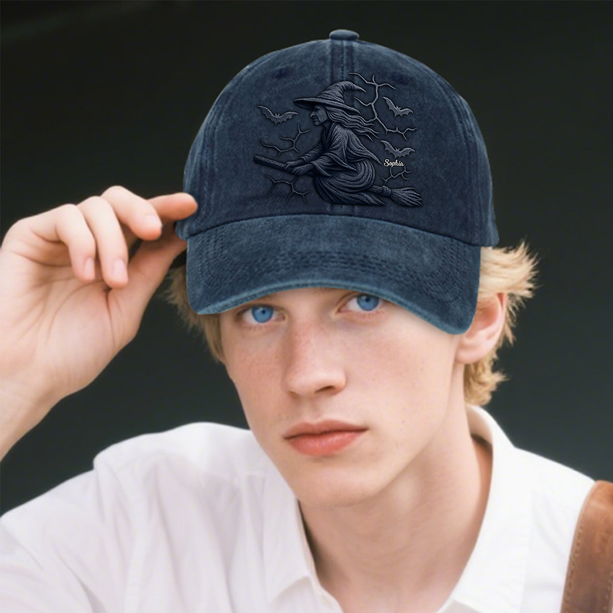 Beware Of The Witch - Personalized Witch Washed Denim Cap
