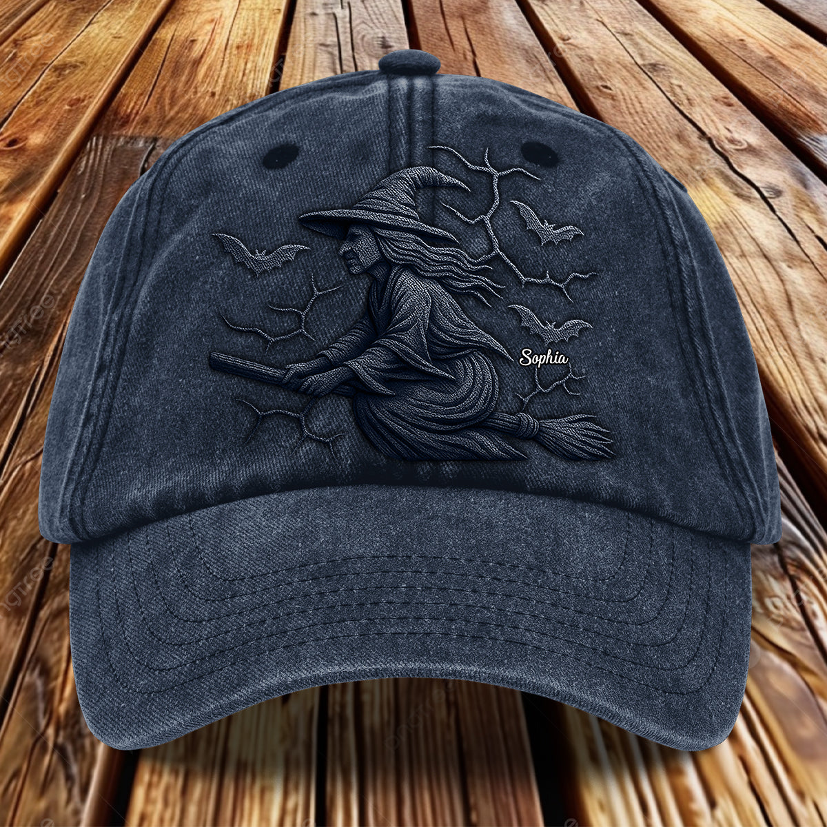 Beware Of The Witch - Personalized Witch Washed Denim Cap