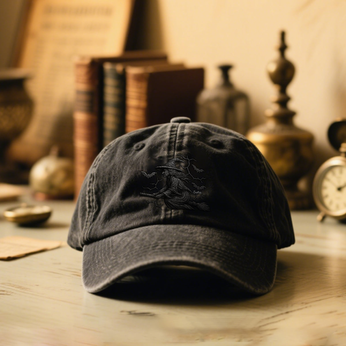 Beware Of The Witch - Personalized Witch Washed Denim Cap