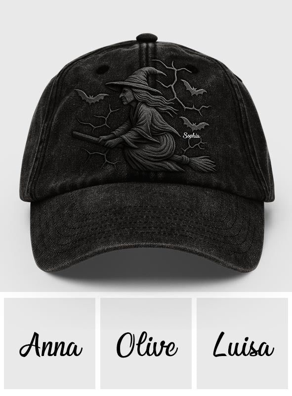 Beware Of The Witch - Personalized Witch Washed Denim Cap