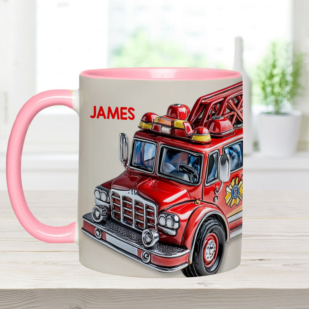 Easily Distracted by Firetruck - Personalized Firefighter Accent Mug