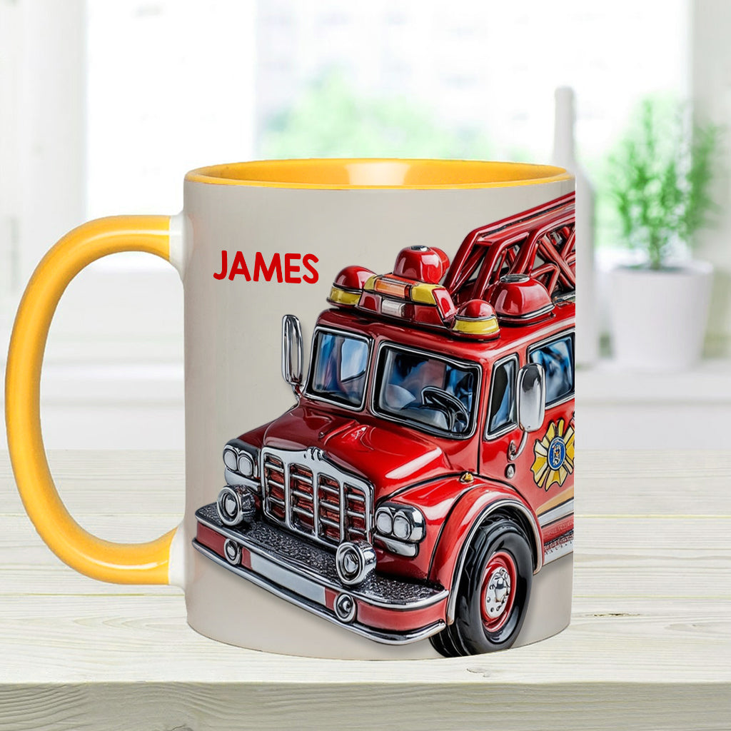 Easily Distracted by Firetruck - Personalized Firefighter Accent Mug