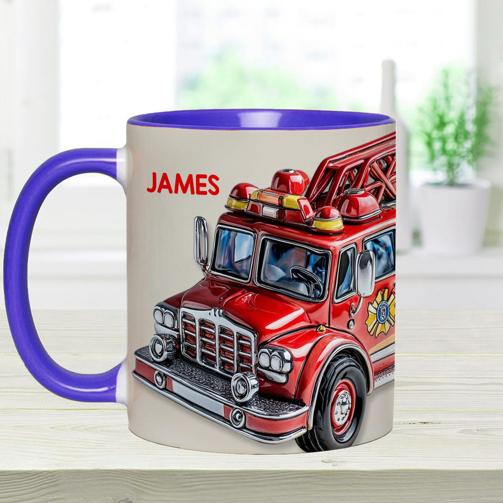 Easily Distracted by Firetruck - Personalized Firefighter Accent Mug